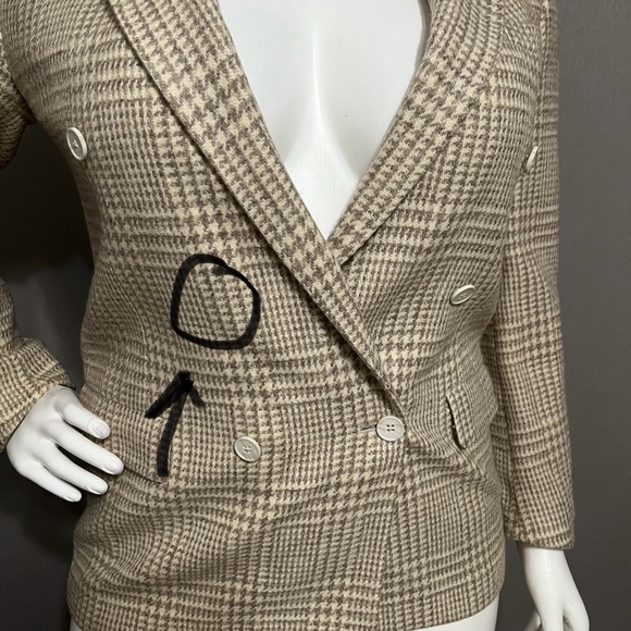 Austin Reed Wool Blend Tan Houndstooth Unisex Blazer Sz-XL - Picture 12 of 12